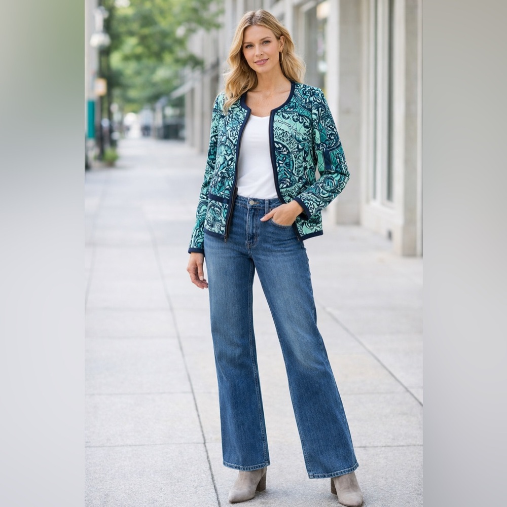 Olsen Europe Quilted Zip Jacket | Spring Statement Print | S/M